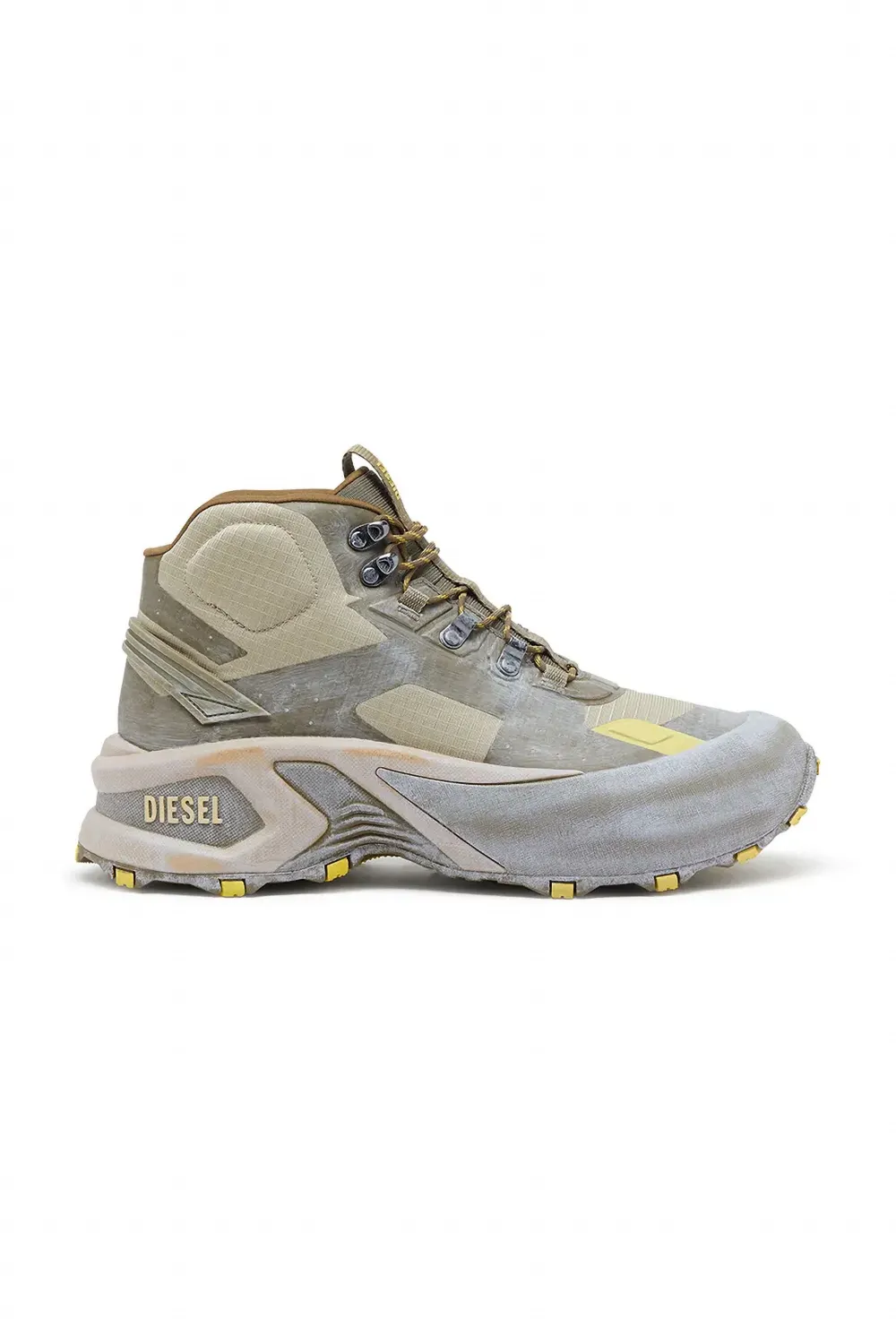 Diesel D-cage Panelled Logo Boots In Gray