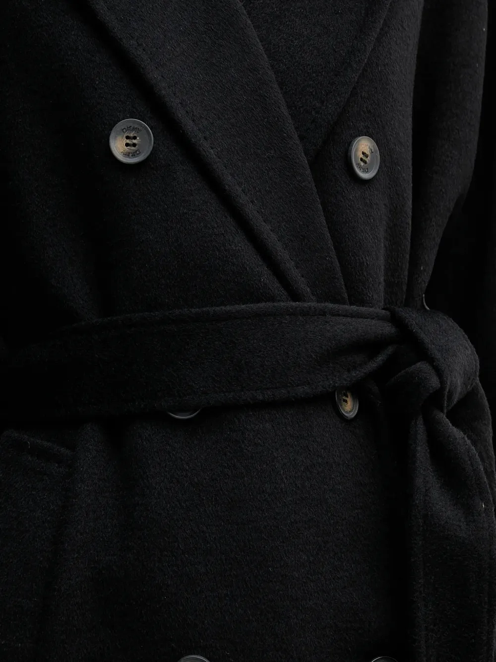 DKNY double-breasted belted coat Zwart