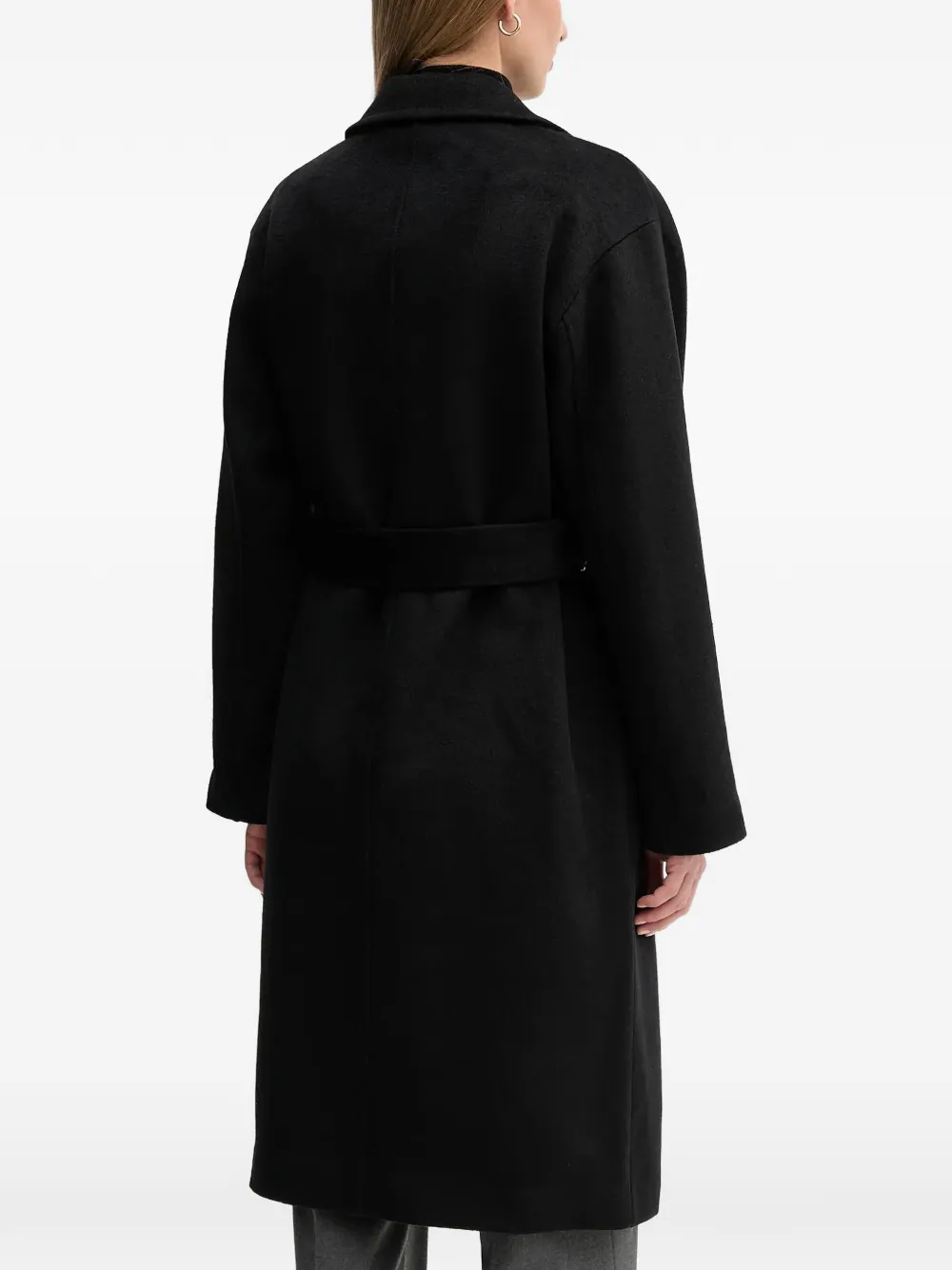 DKNY double-breasted belted coat Zwart