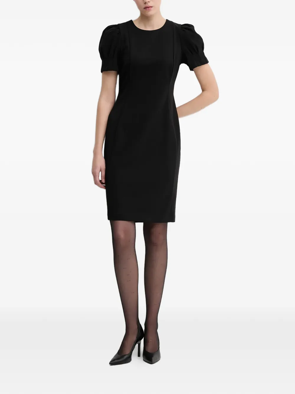 DKNY puff-sleeve mini dress - Zwart