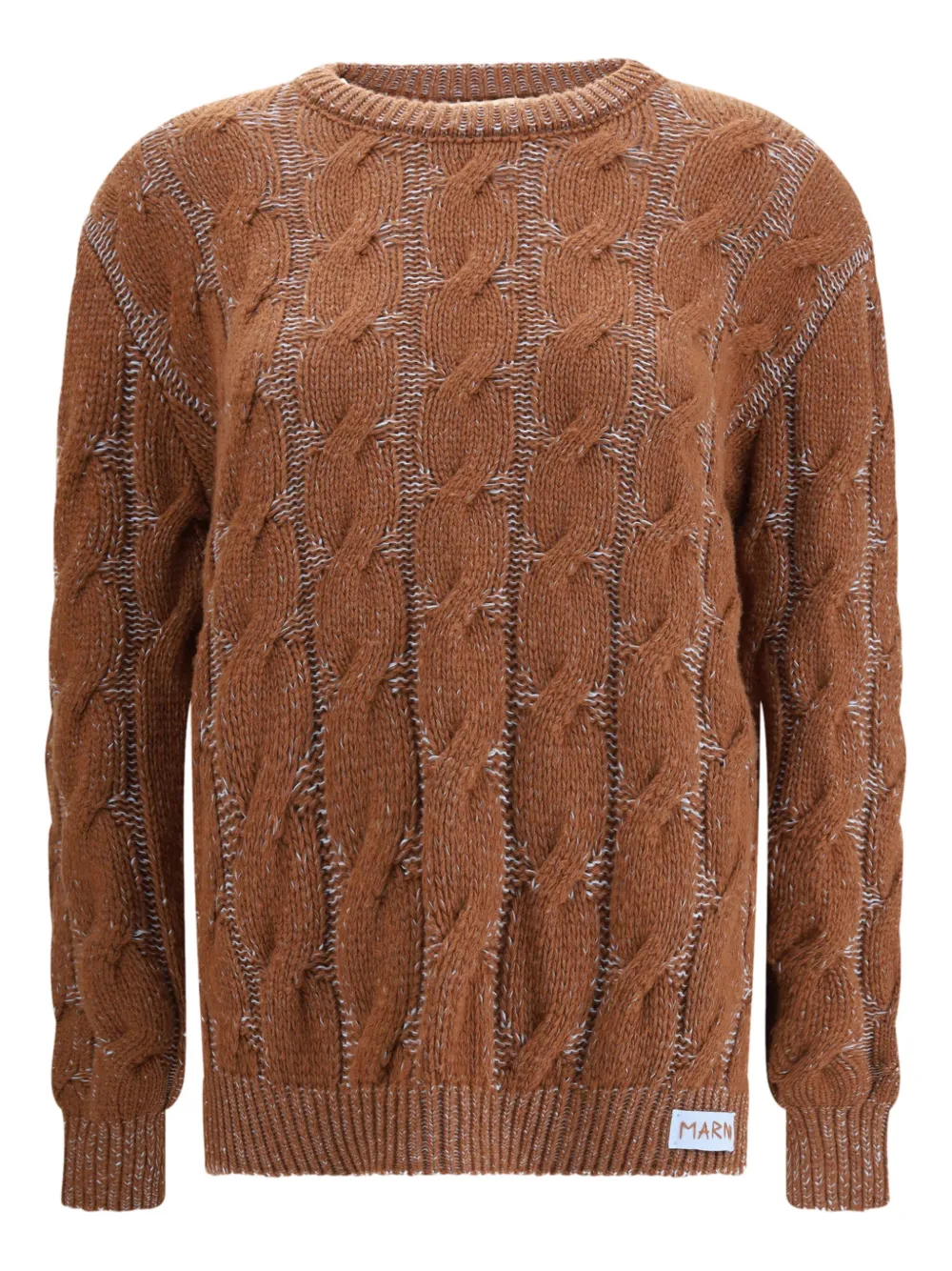 Marni Long-sleeved Cable-knit Sweater In Brown