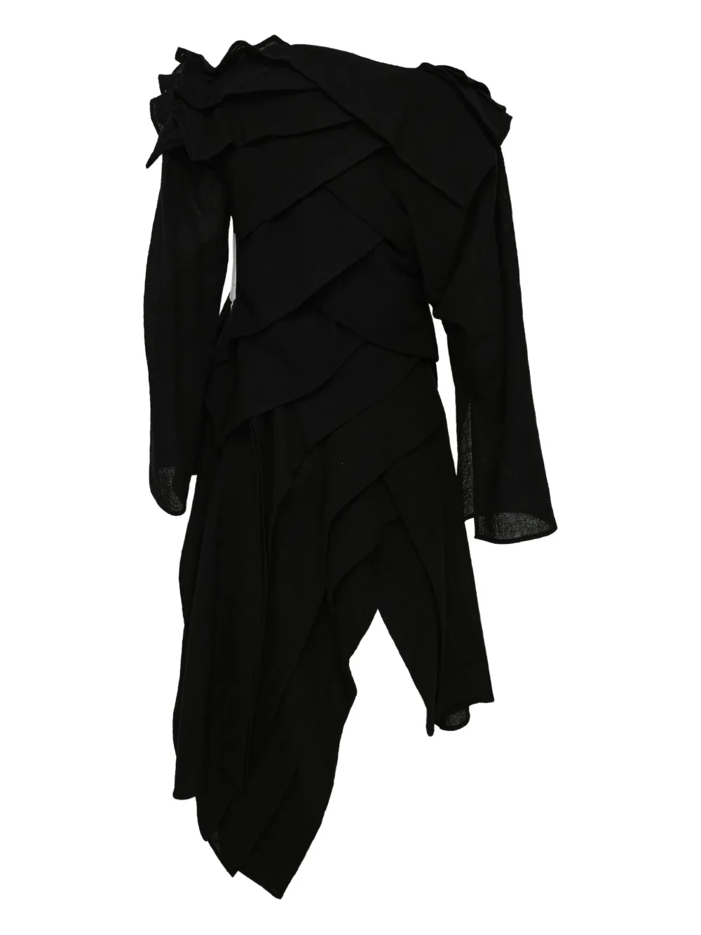 Yohji Yamamoto pleated midi dress - Zwart