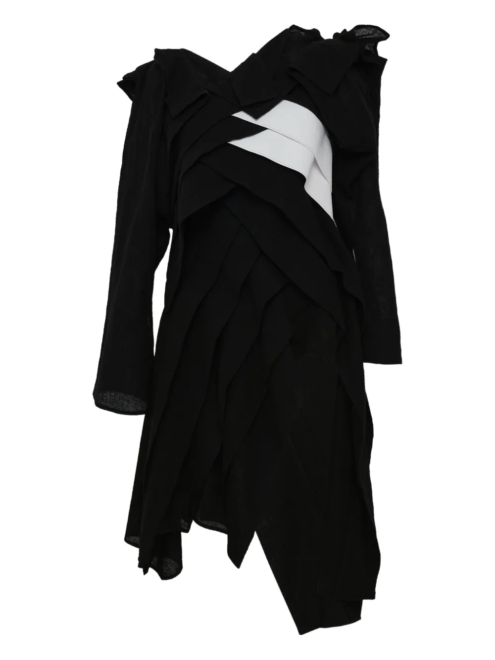 Yohji Yamamoto vestido midi con detalle de pliegues | negro | Image 1