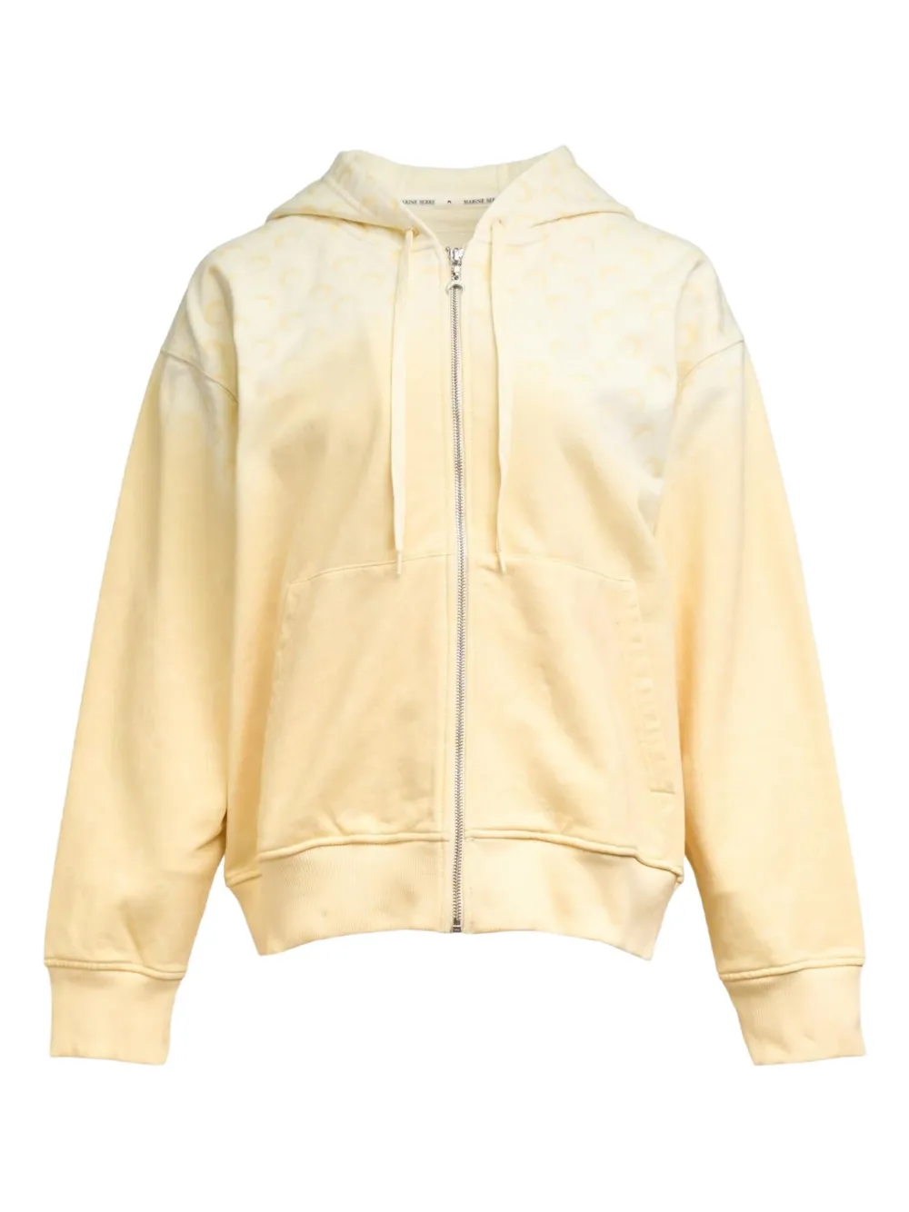 Marine Serre Faded Moon fleece cropped zip-up hoodie - Yellow