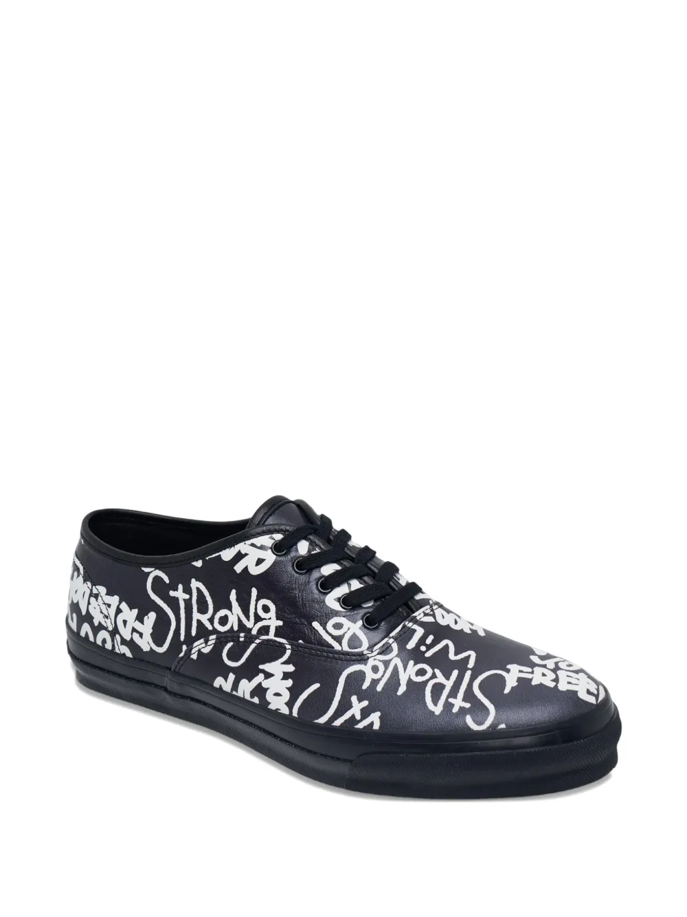 Comme Des Garçons Comme Des Garçons message-printed leather sneakers - Zwart