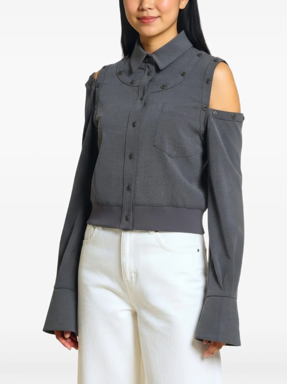 Rokh buttoned sleeve shirt - Grijs