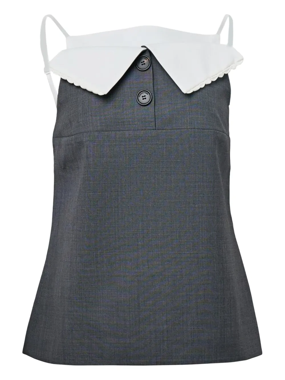 SHUSHU/TONG fan-shaped turn-down collar top - Grigio