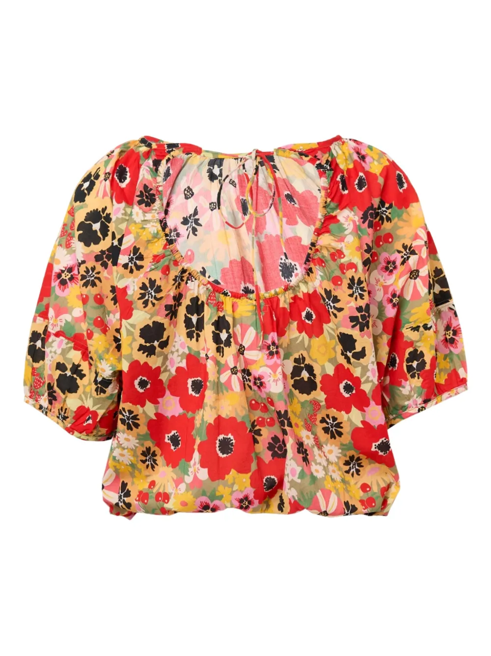 MOTHER The Party floral-print ruffled blouse - Rood