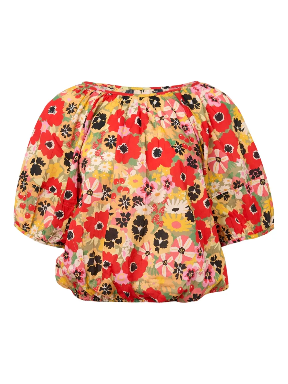 MOTHER The Party floral-print ruffled blouse - レッド