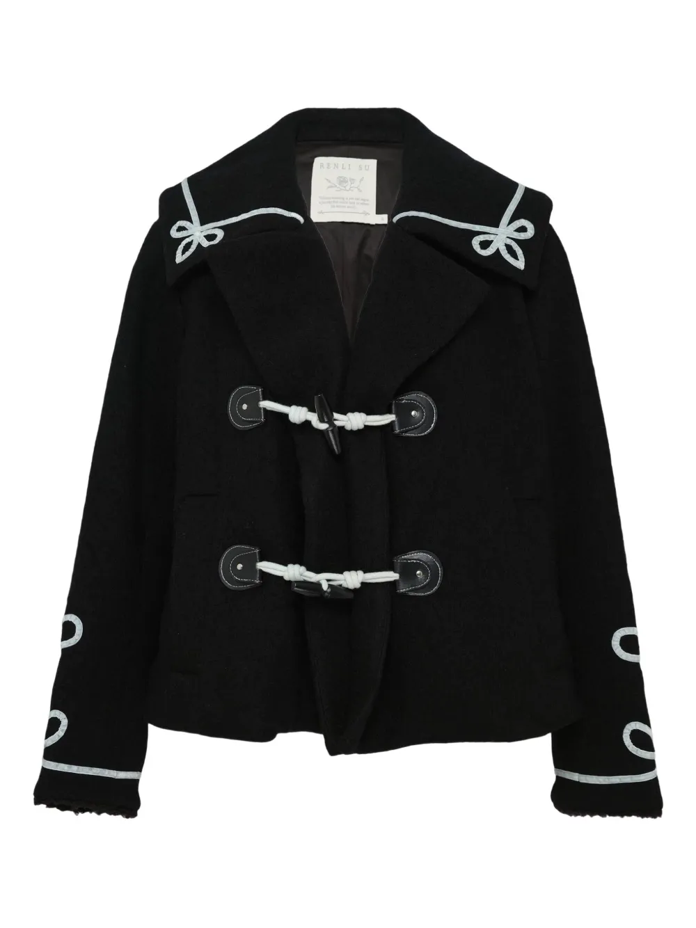 Renli Su Lace Hem Linen Skirt In Black