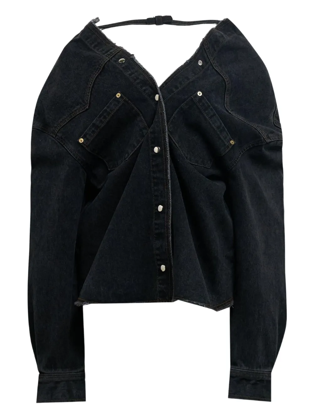 PushBUTTON strap-detail shirt - Zwart