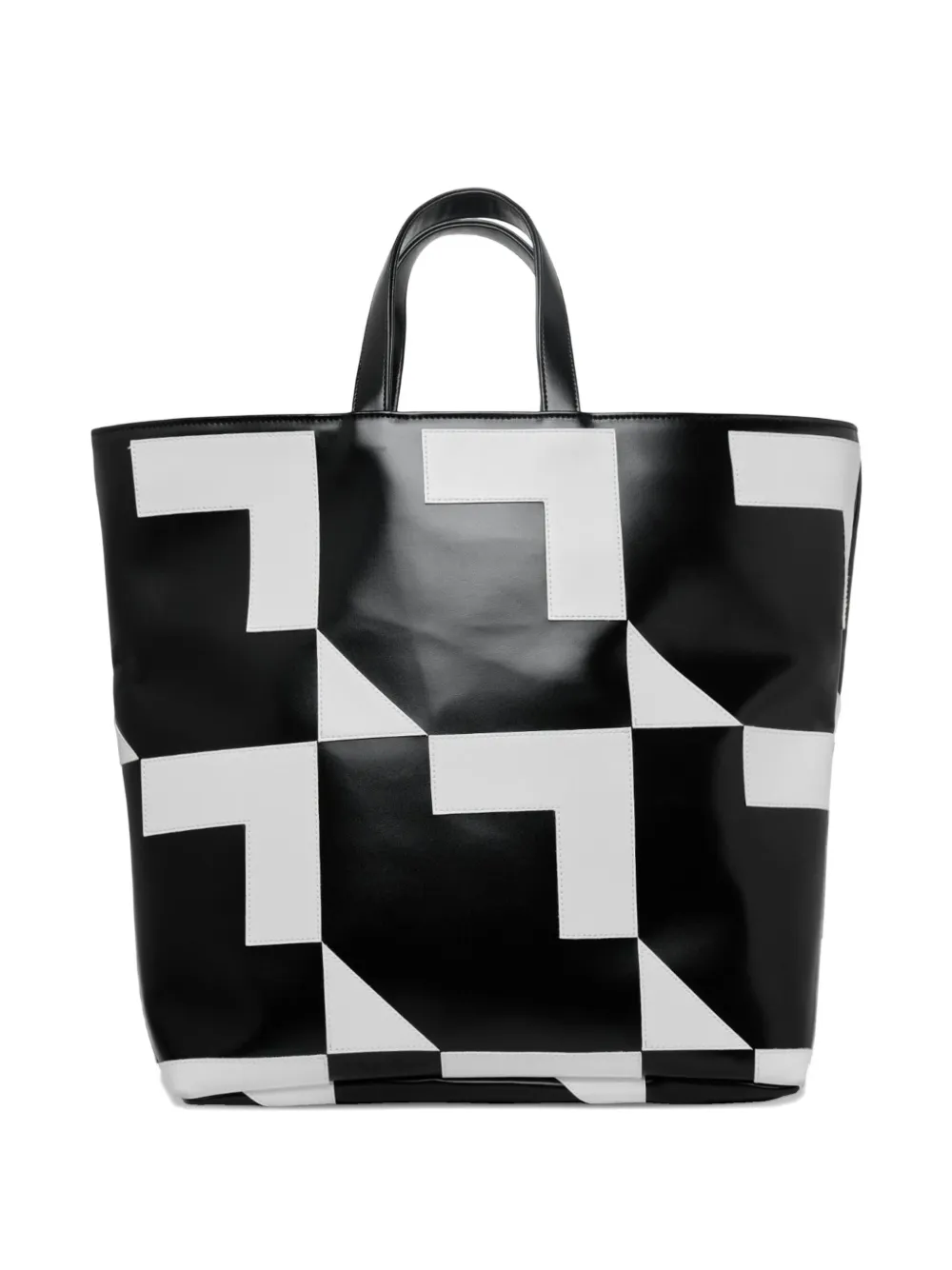 Comme Des Garçons geometric monochrome tote - Zwart