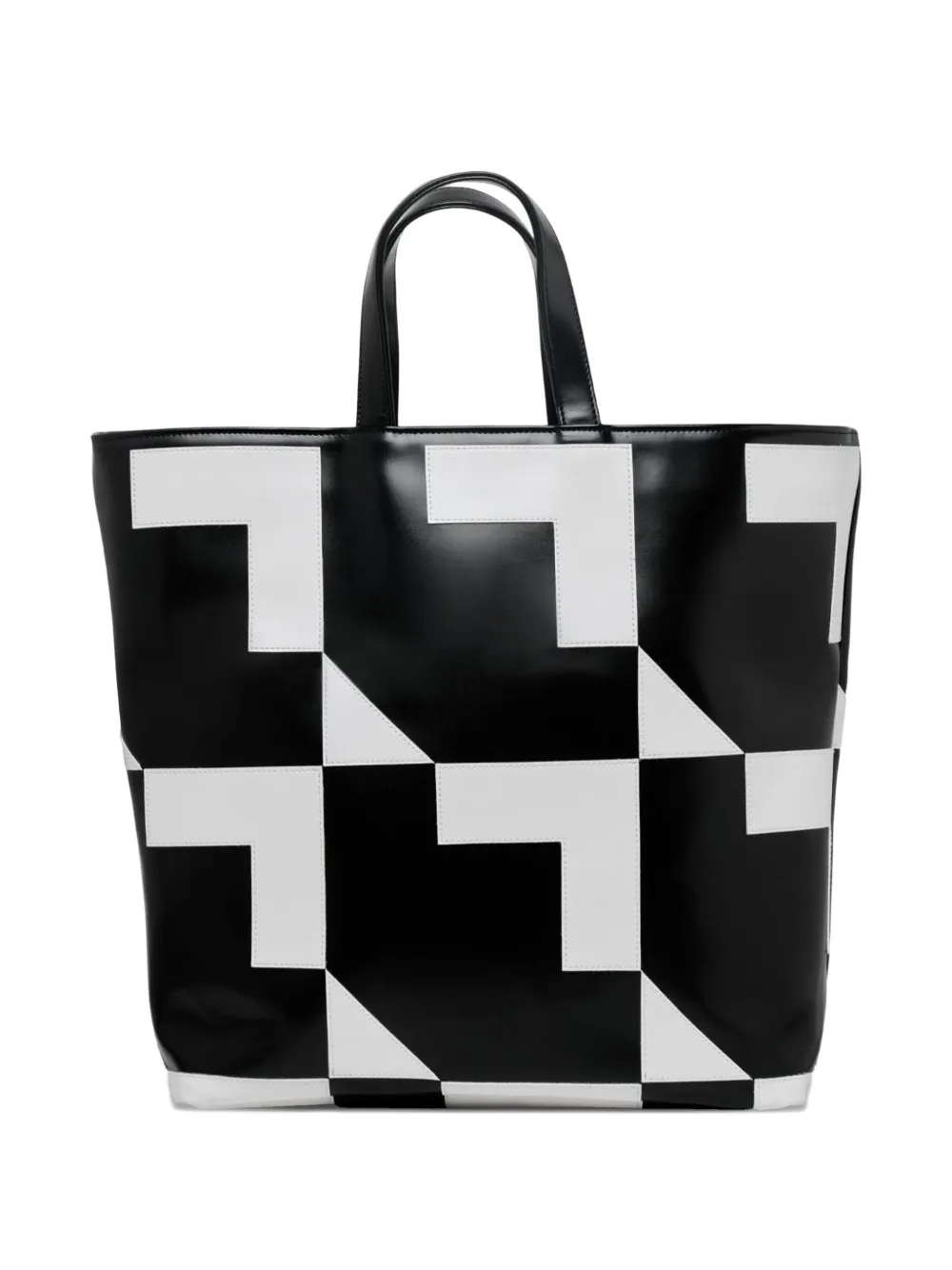 Comme Des Garçons Geometric Monochrome Tote In Multi