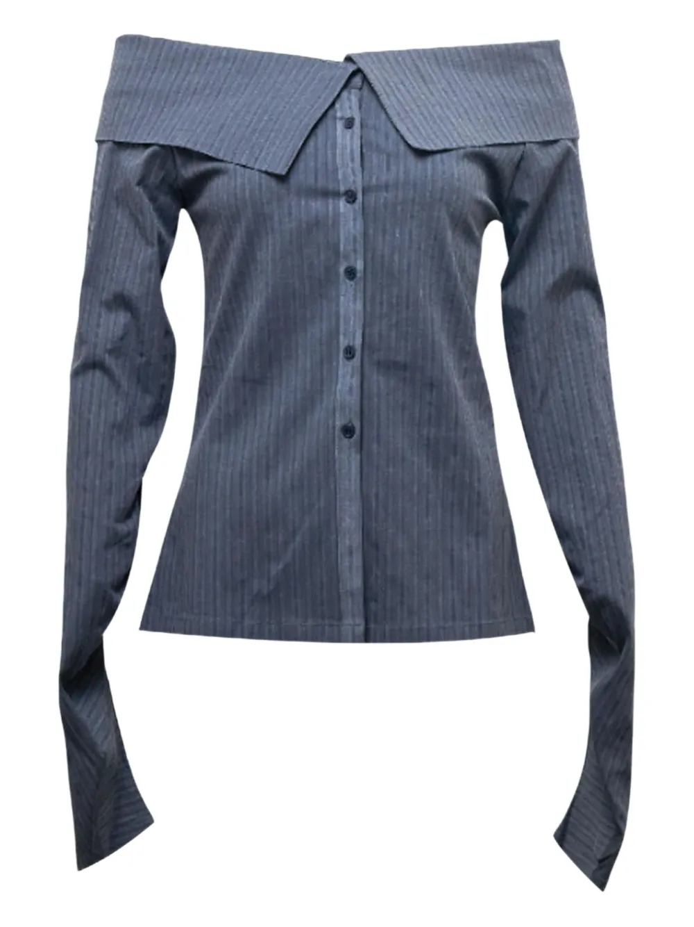 Hache striped-pattern off-shoulder shirt | azul | Image 1