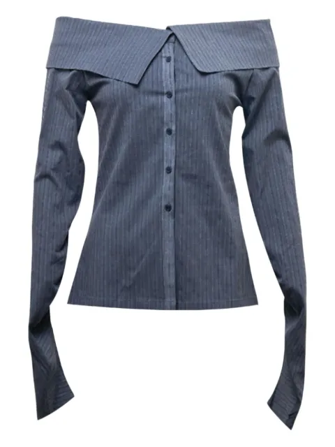 Hache striped-pattern off-shoulder shirt