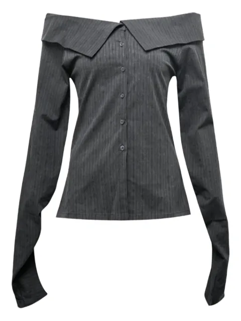 Hache striped-design off-shoulder shirt