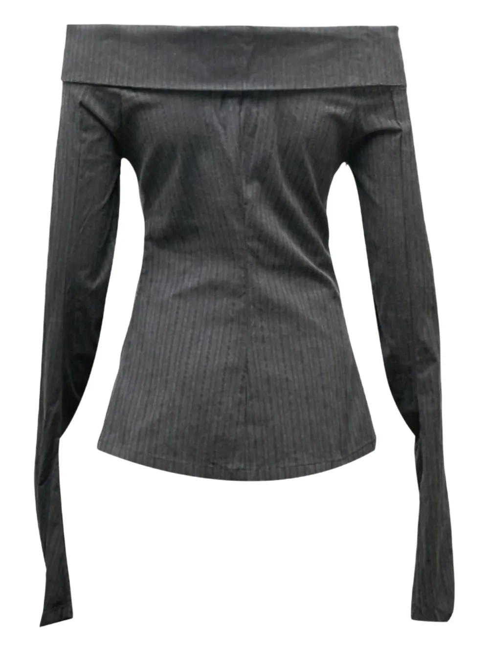 Hache striped-design off-shoulder shirt - Grijs