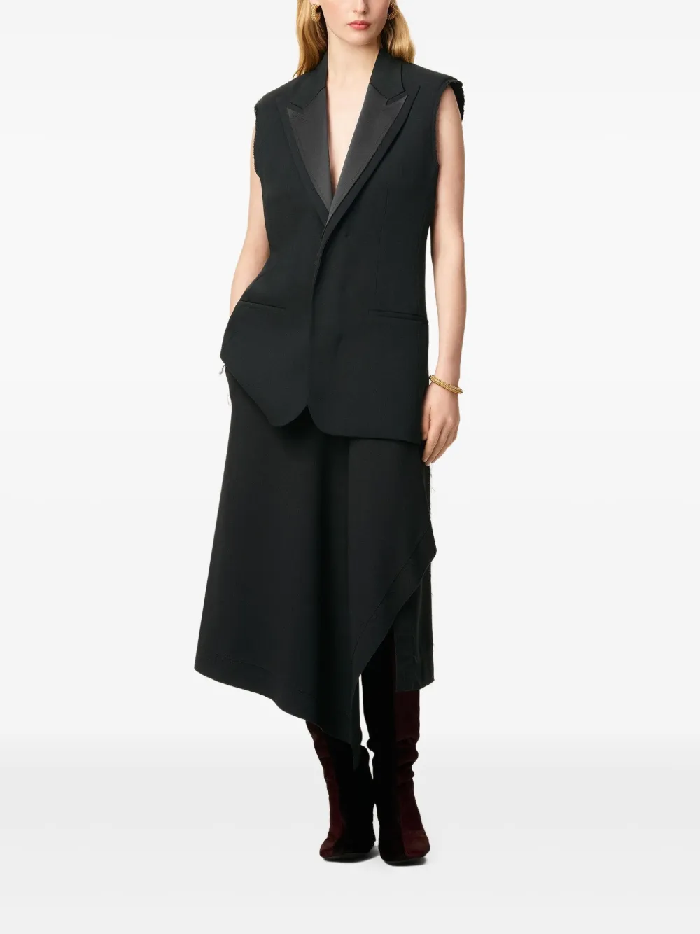 Ami Alexandre Mattiussi Sleeveless Smocking Waistcoat In Black