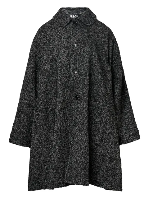 Black Comme Des Garçons tweed herringbone round-collar coat