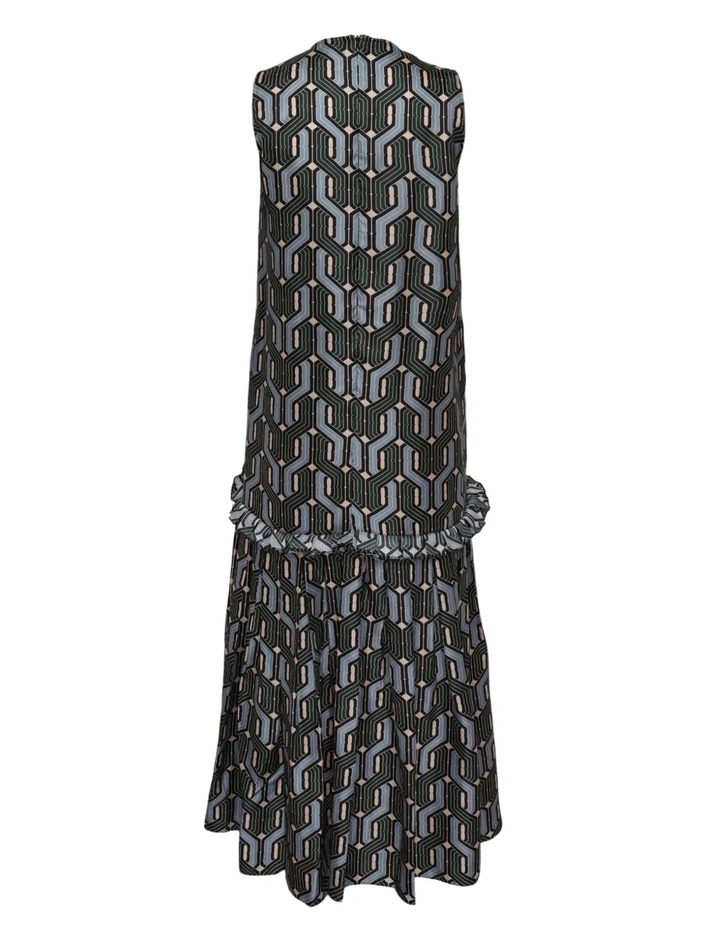 Biyan tulle twill print maxi dress - Zwart