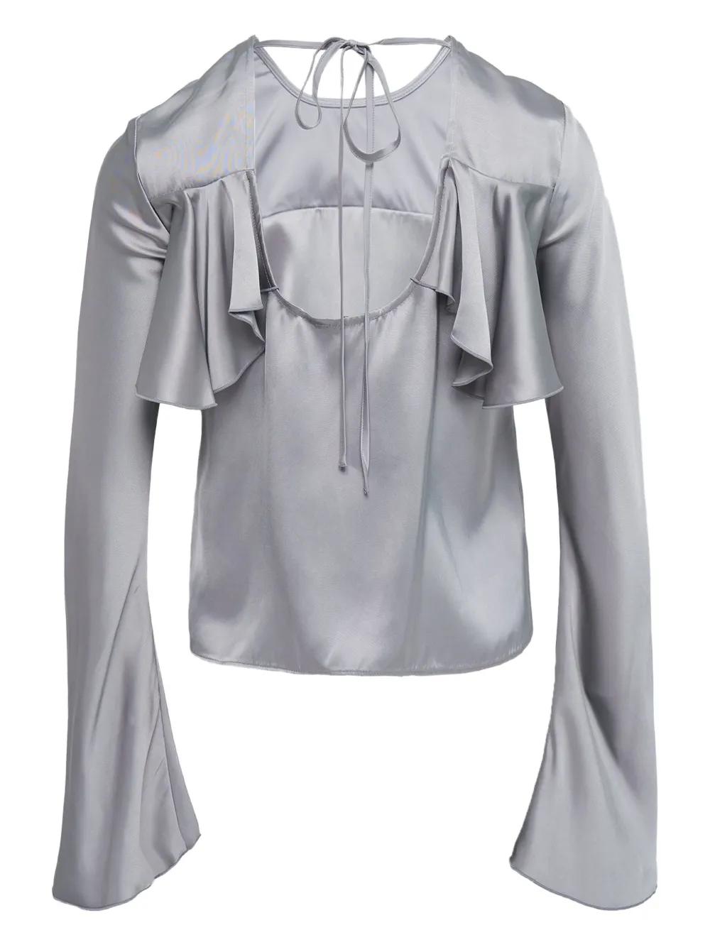 GANNI ruffled long-sleeved blouse - Grijs