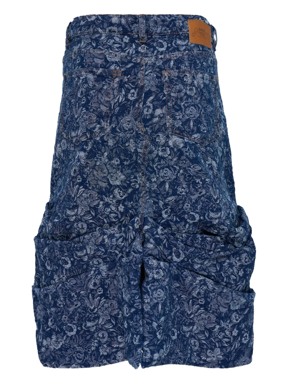 GANNI Tapestry denim draped asymmetric skirt - Blauw