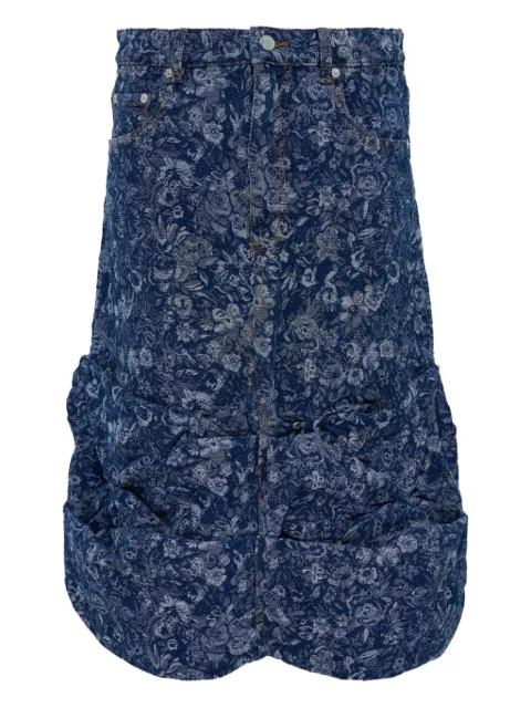 GANNI Tapestry denim draped asymmetric skirt