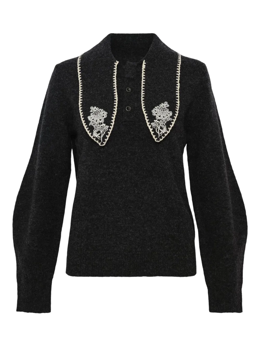 Renli Su Embellished-collar Sweater In Gray