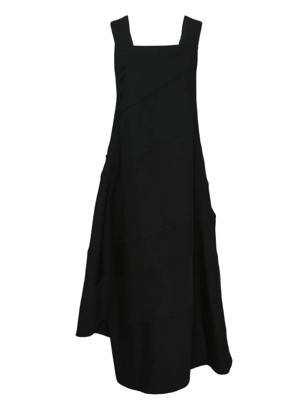 Black Comme Des Garçons Pinafore Sleeveless Asymmetric Dress In Black