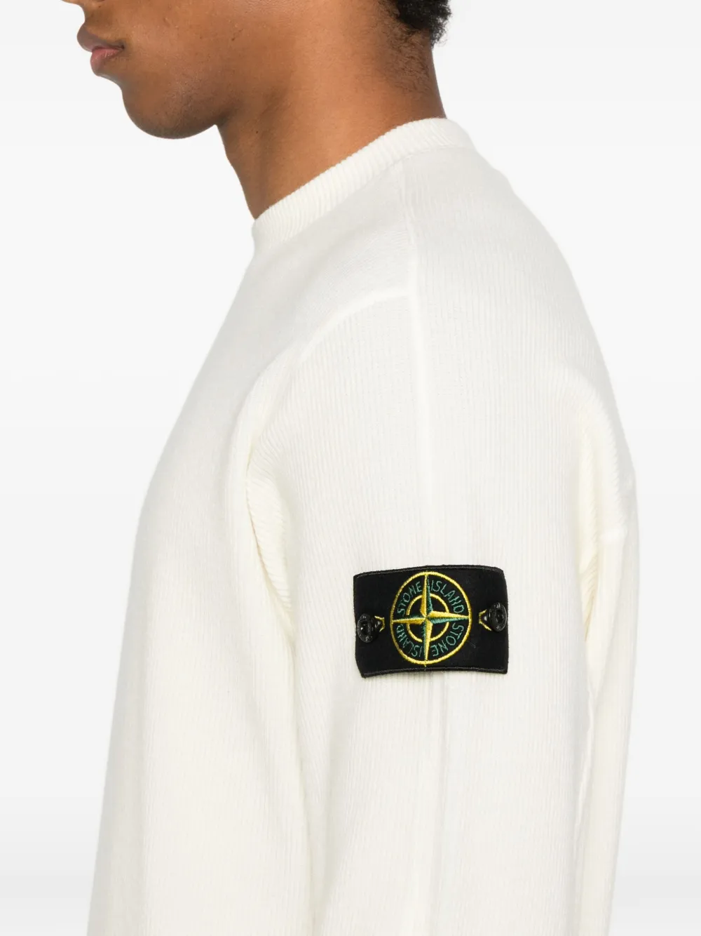 Stone Island Sweater met patch en ronde hals Beige