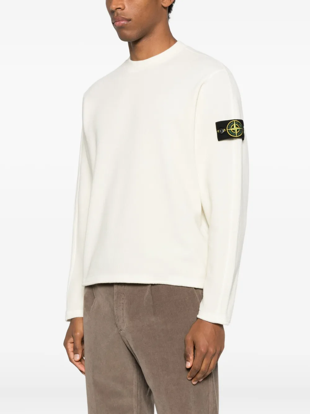 Stone Island Sweater met patch en ronde hals Beige