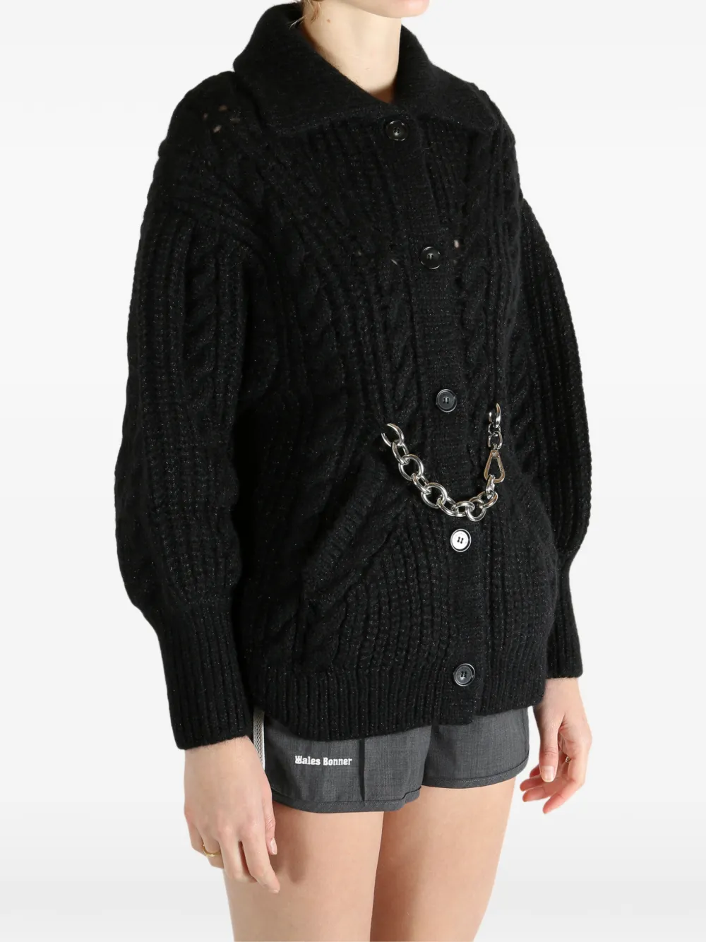 Simone Rocha chain cable-knit cardigan Zwart