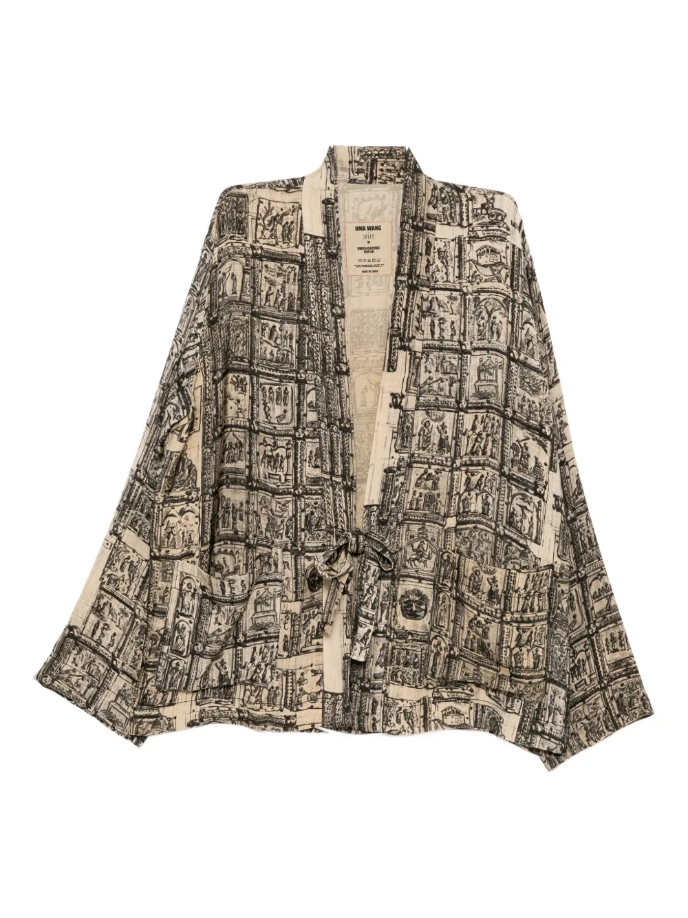 Uma Wang Tie-waist Graphic Jacket In Multi