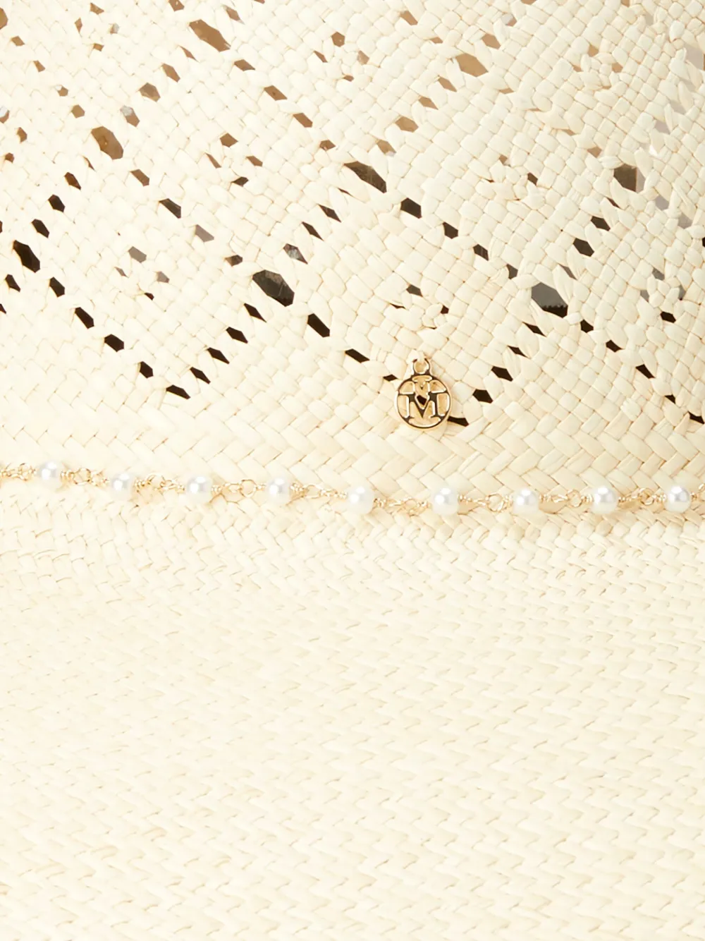 Maison Michel Blanche hoed met opengewerkt design Beige