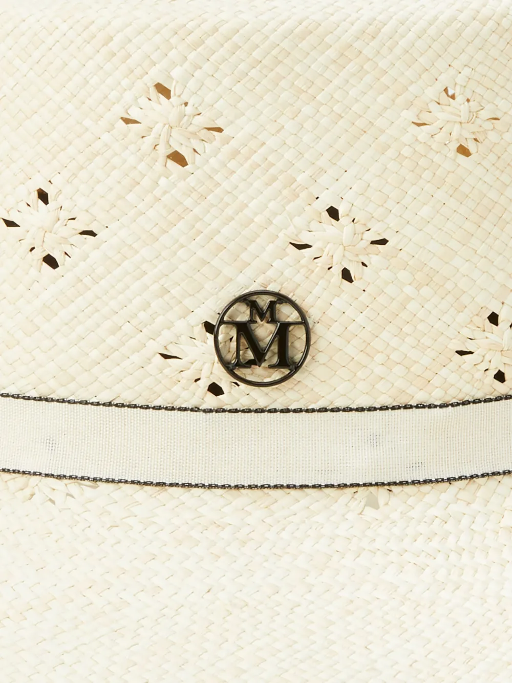 Maison Michel Ludi hoed met geperforeerd lint Beige