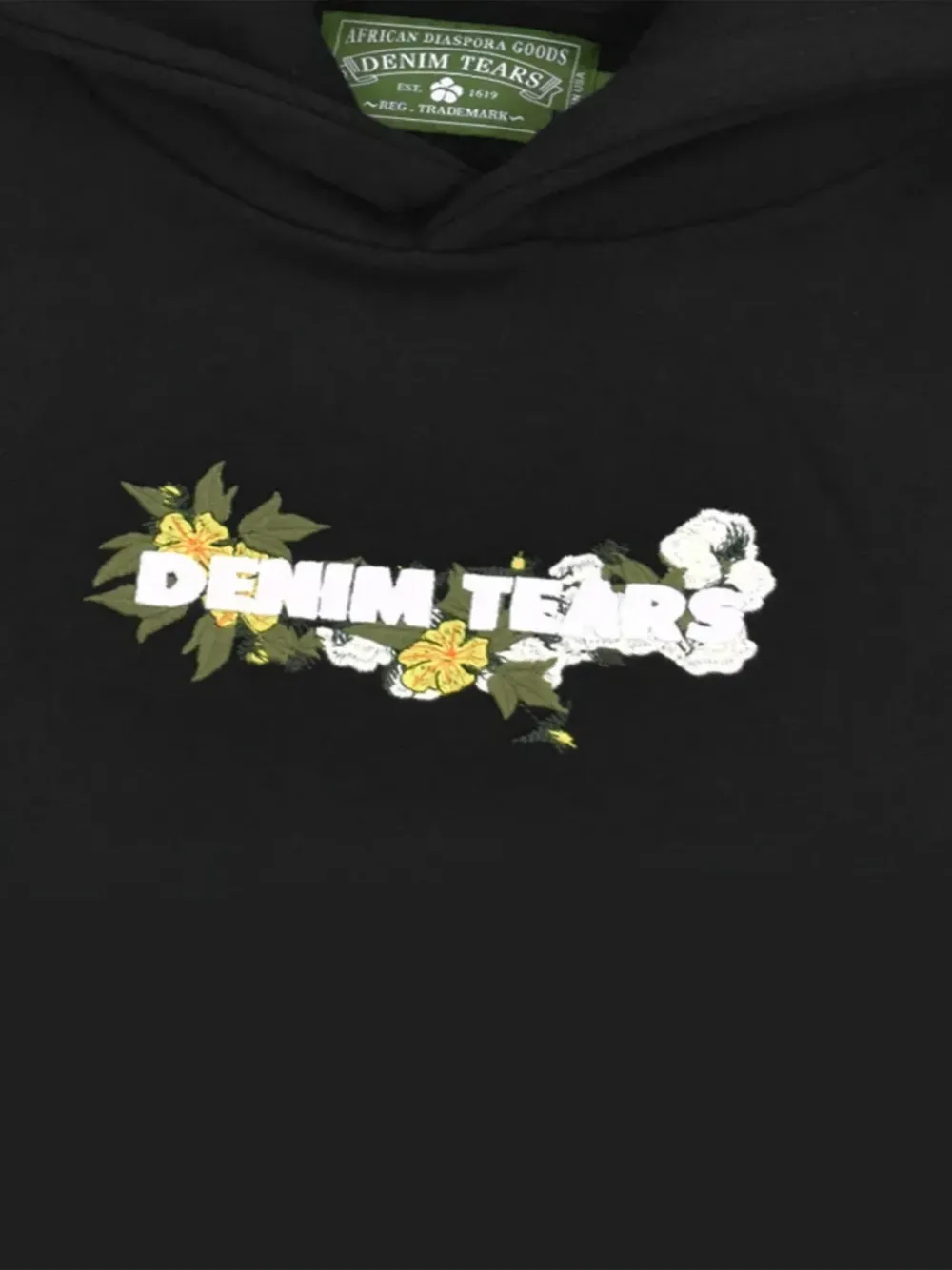 Denim Tears Hoodie met geborduurd logo Zwart