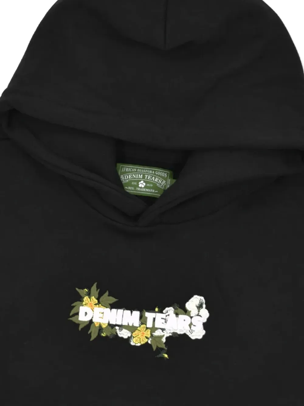 Denim Tears Hoodie met geborduurd logo Zwart