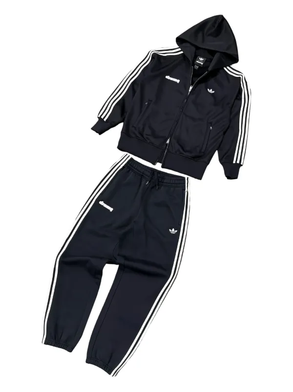 Adidas Zip Up Striped Hood | Black | FARFETCH