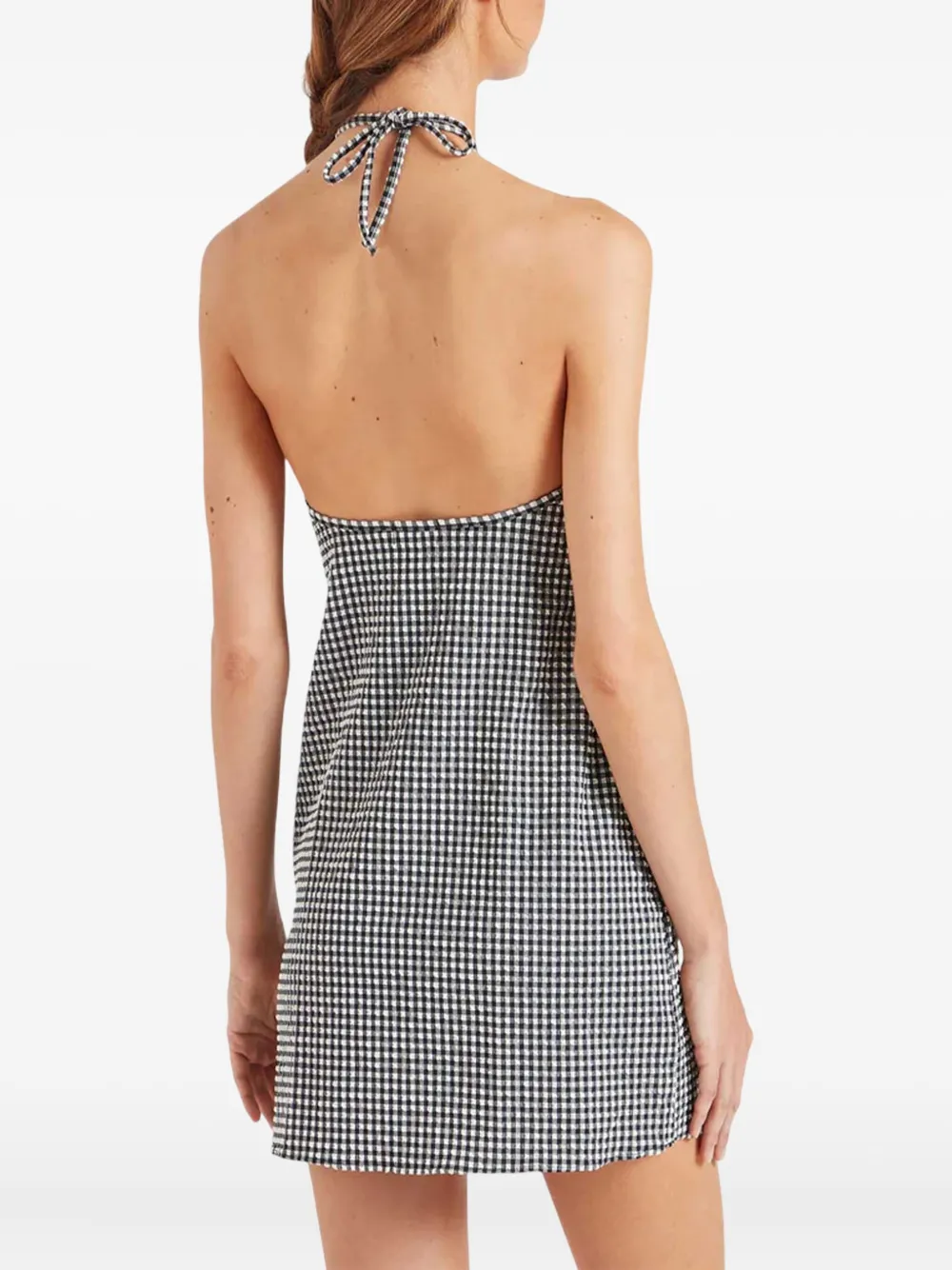 Hunza G Halter Neck A-line Check Dress In Multi