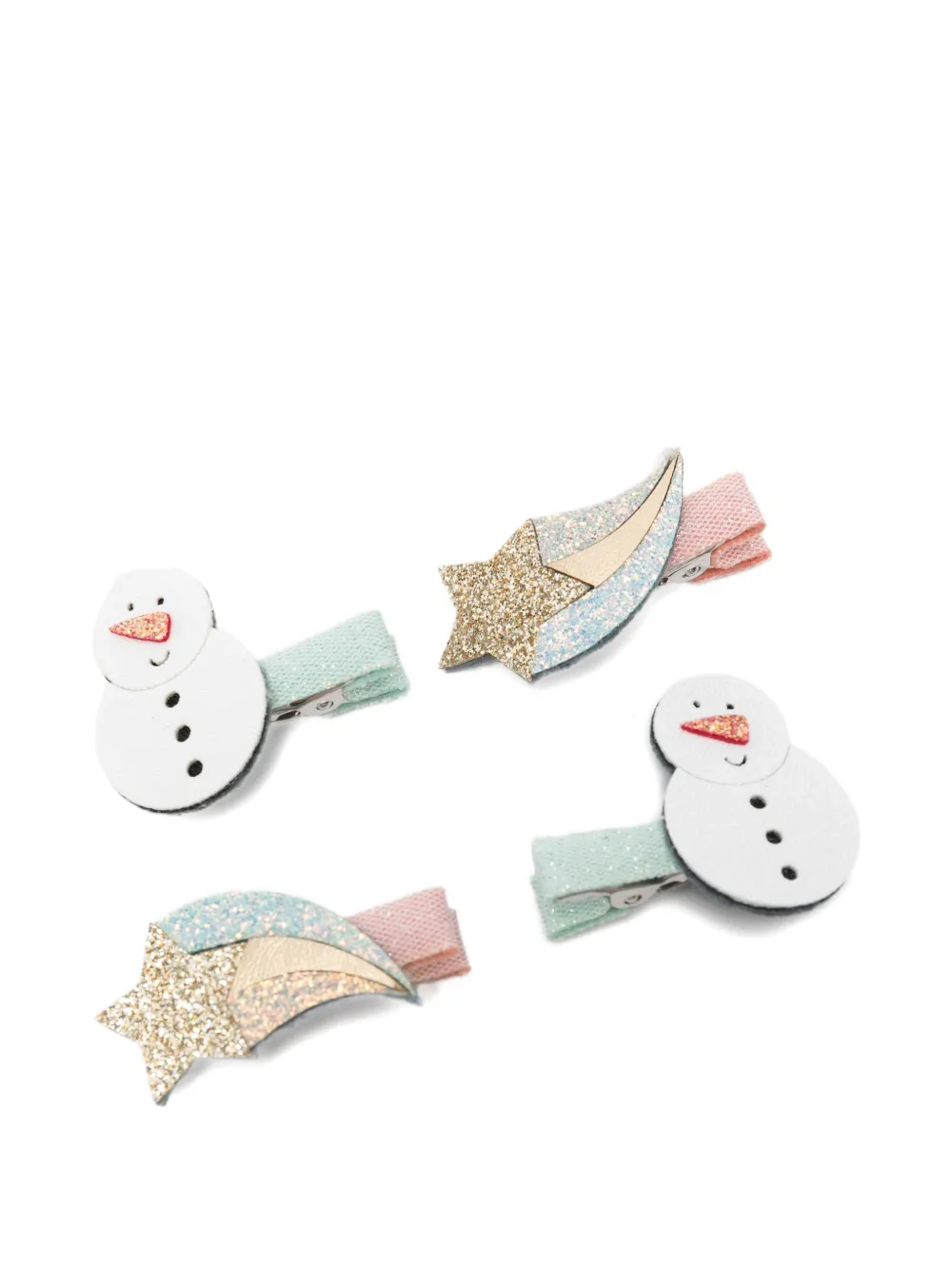 Mimi & Lula Christmas-tree Angel Mini Hair Clips (set Of Eight) In Brown