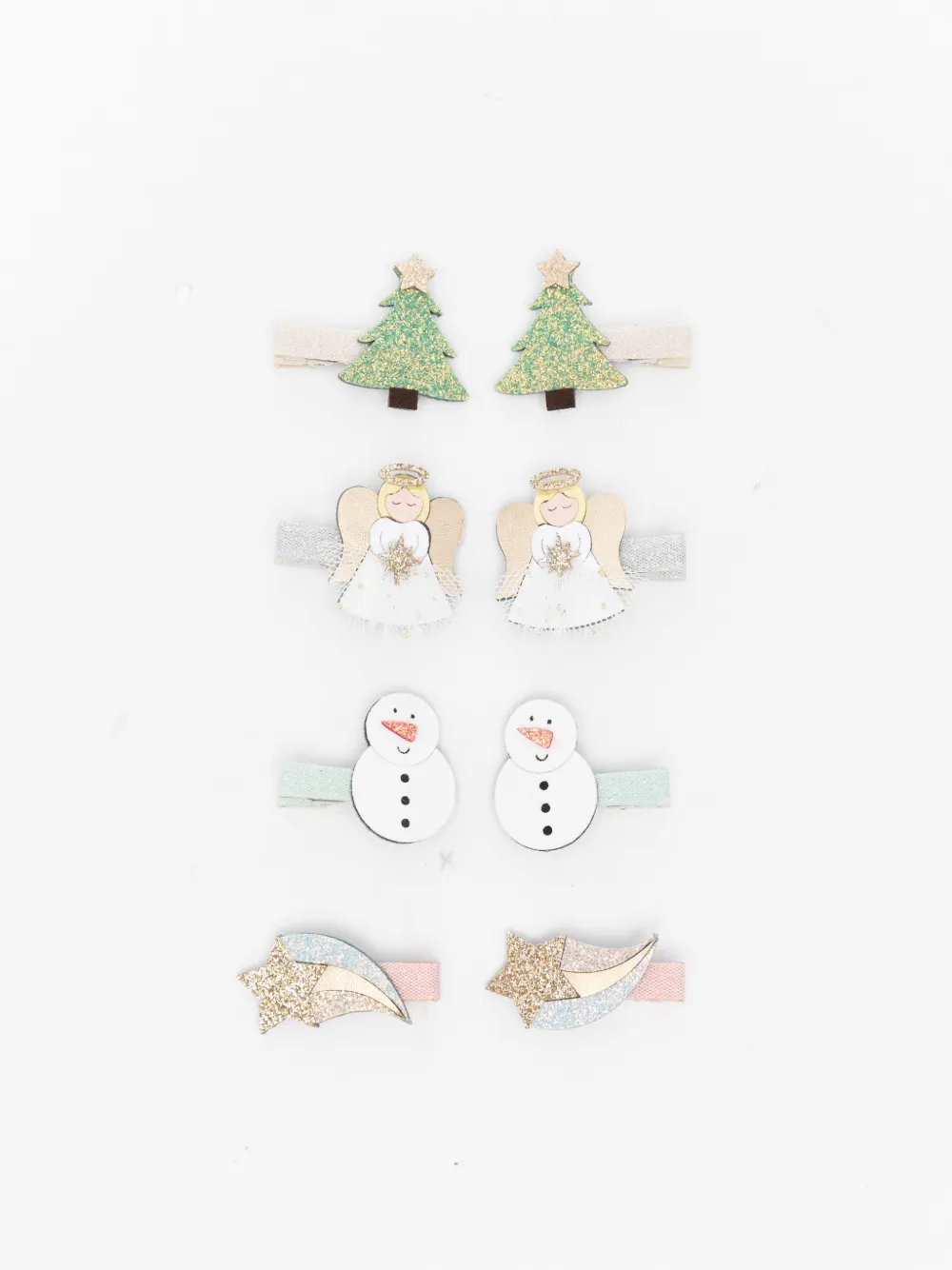 Mimi & Lula Kids' Christmas-tree Angel Mini Hair Clips (set Of Eight) In Brown