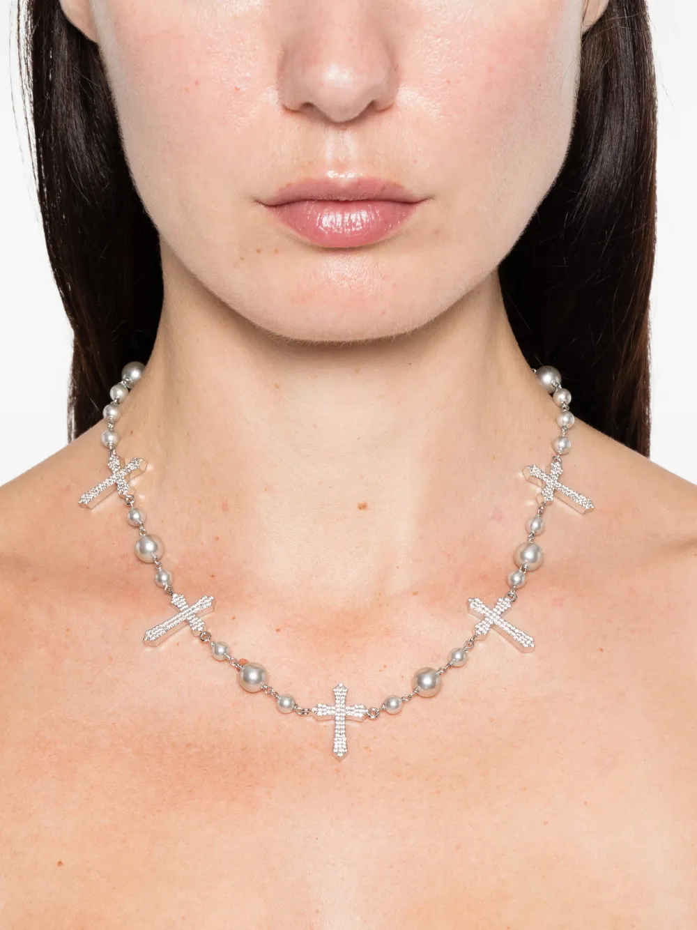  Darkai Collar Con Perlas - Plateado 