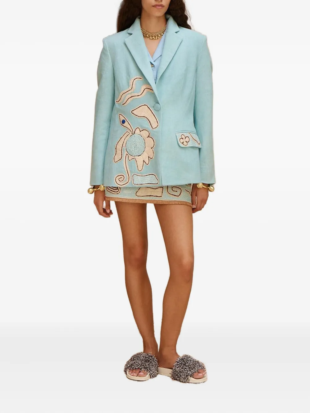  Alemais Azar Embroidered Blazer - Blue 