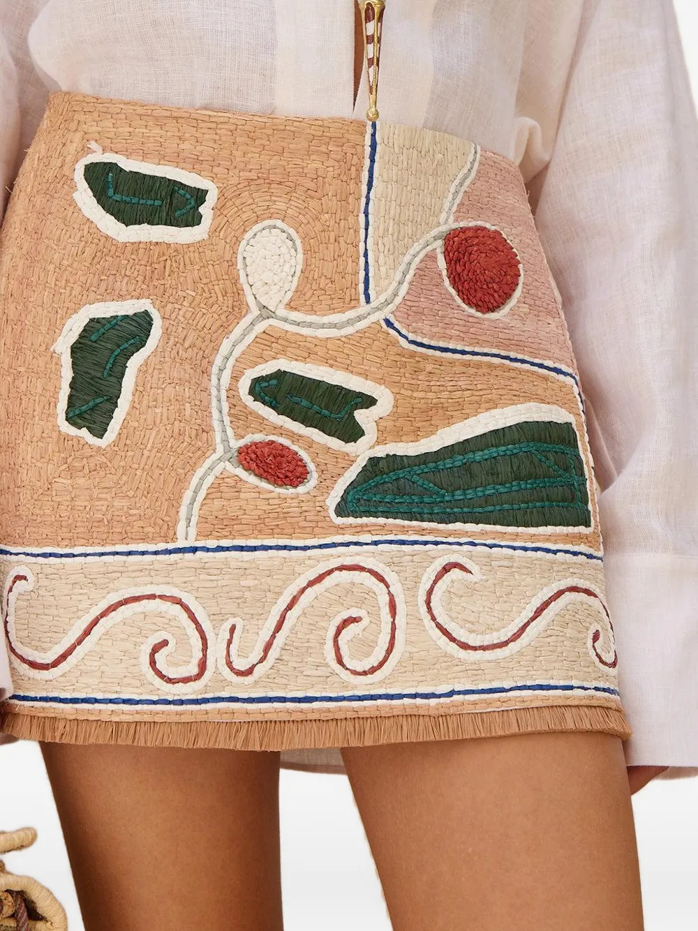 Velora Fringed-Hem Mini Skirt