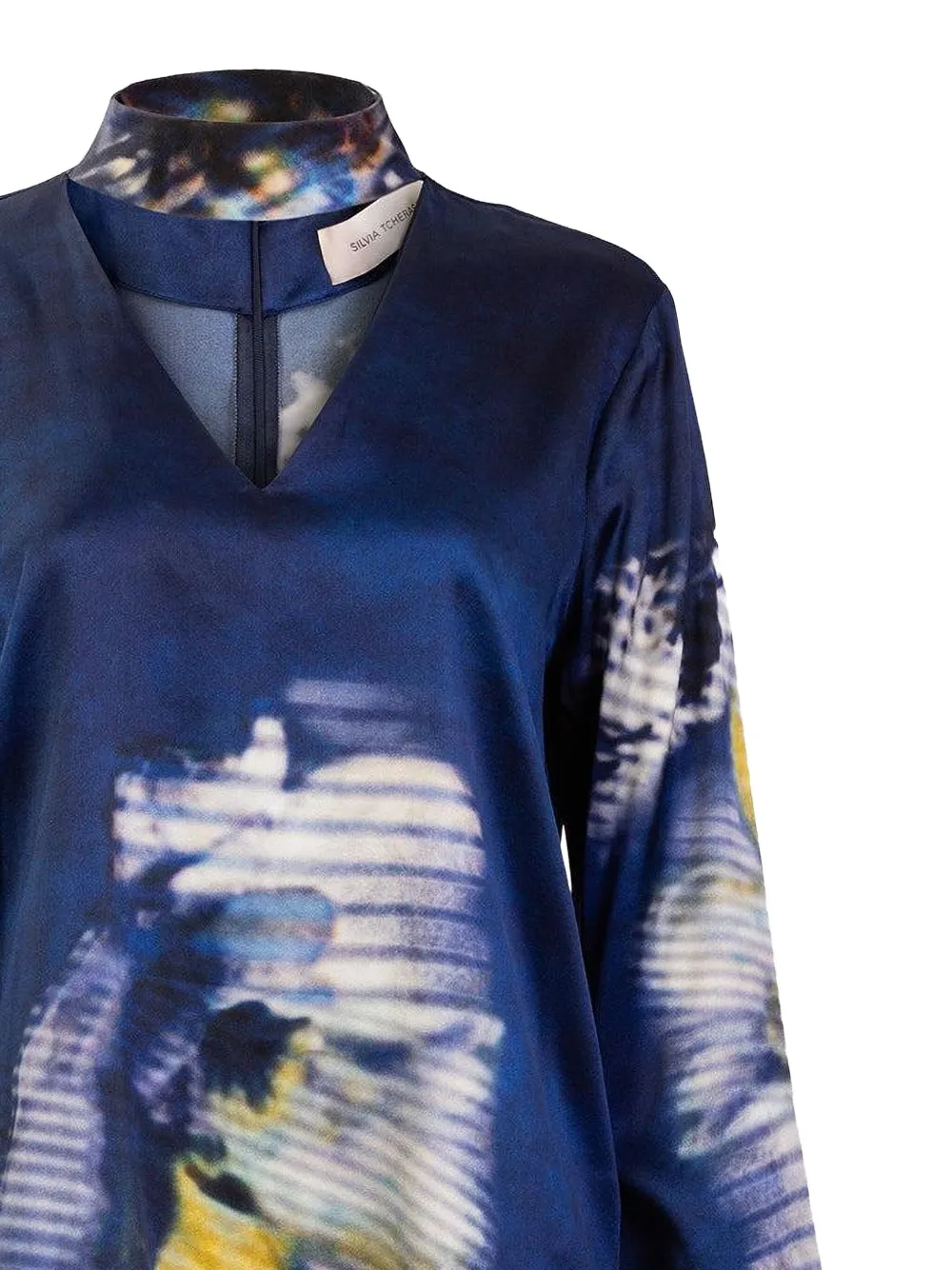 Silvia Tcherassi Blouse met V-hals en bloemenprint - Blauw