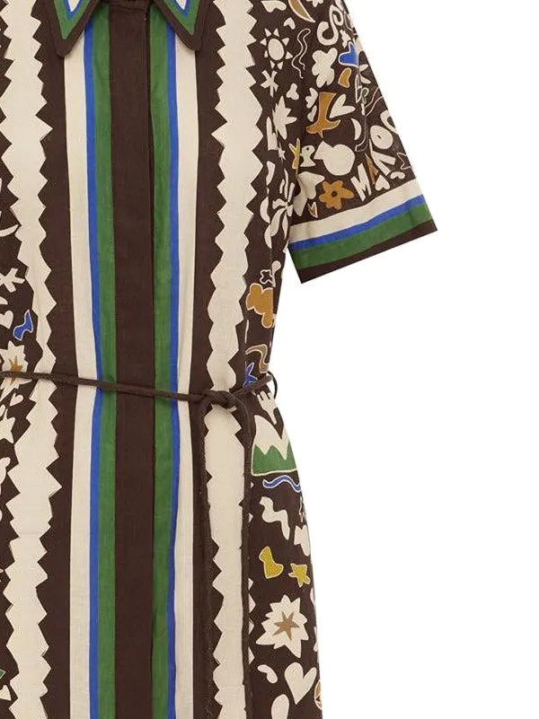 Alemais Printed Shirt Dress - Brown