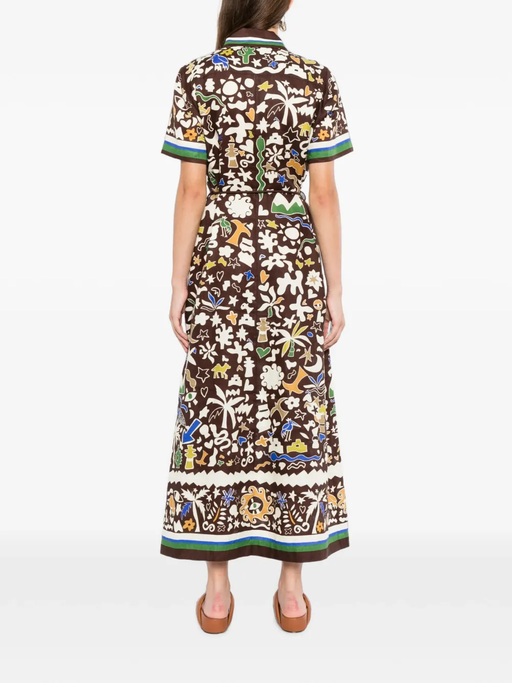 ALEMAIS Gestreepte midi-jurk Bruin