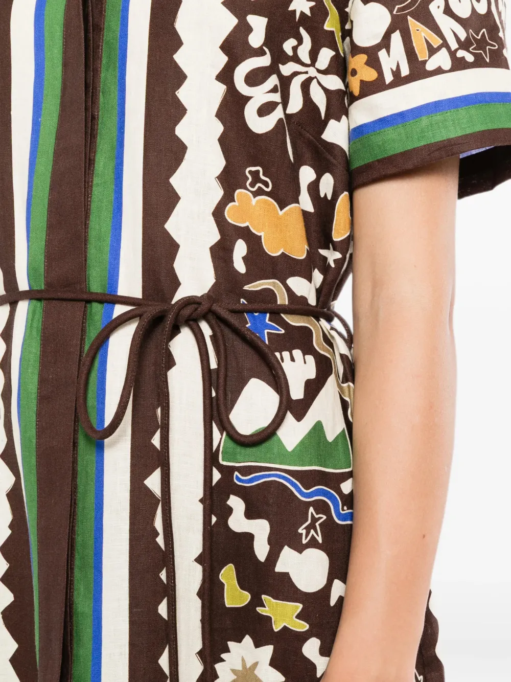 ALEMAIS Gestreepte midi-jurk Bruin