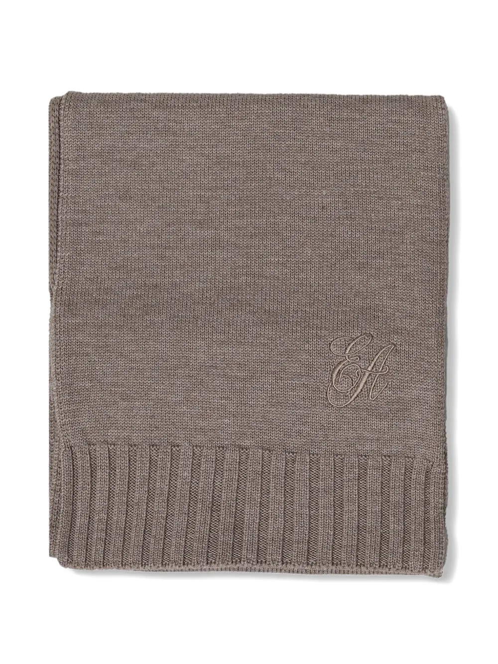 Emporio Armani embroidered-logo scarf - Beige