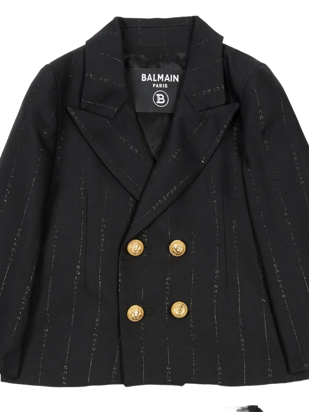 Balmain Kids Shortsset met dubbele rij knopen en krijtstreep Zwart